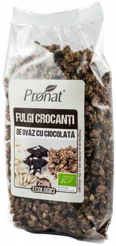Fulgi crocanti de ovaz cu ciocolata eco-bio 250g Pronat