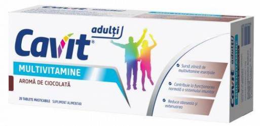 CAVIT ADULTI MULTIVITAMINE CU AROMA DE CIOCOLATA 20 tablete masticabile - BIOFARM