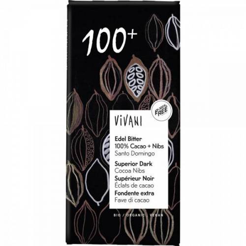 Ciocolata amara 100% cacao, eco-bio, 80g - Vivani