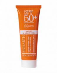 Crema protectie solara ten, SPF50, cu ganoderma si aloe, 50ml, Sun Defence, Bioearth
