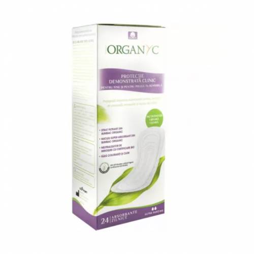 Absorbante ultra subtiri din bumbac organic pentru incontinenta, 24 bucati, Organyc