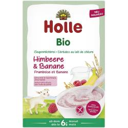 Terci cu lapte de capra, banane si zmeura, fara gluten, pentru copii, +6 luni eco-bio, 200g - Holle