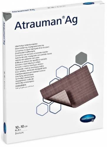 Hartmann Atrauman AG Silver comprese cu ungunet neutru si argint 10cm/10cm - 10 bucati