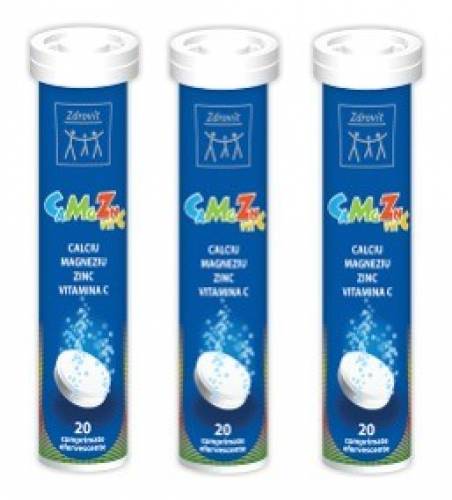 Zdrovit CaMgZn + Vitamina C x 20 cpr efervescente