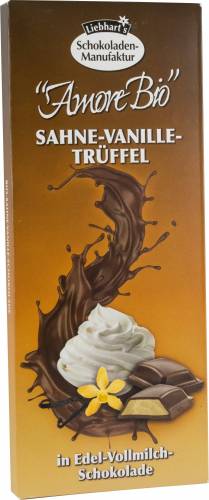 Ciocolata cu lapte umpluta cu frisca, vanilie si trufe, 100g - Liebhart's Amore Bio