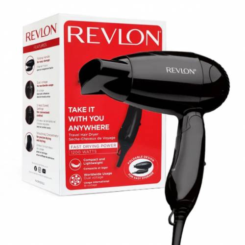Uscator de par REVLON Travel, 2 viteze, 2 trepte de temperatura, Negru