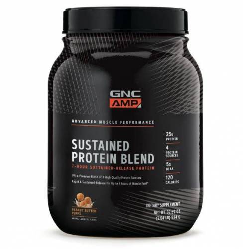 Amp Sustained Protein Blend Amestec Proteic Cu Aroma De Pufuleti Cu Unt De Arahide, 924g - Gnc