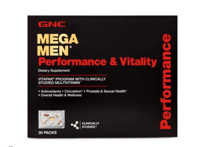 Mega Men Performance, Vitality Vitapak, Complex Multivitamine Pentru Barbati, Performanta Si Vitalitate, 30 Pachetele, Gnc