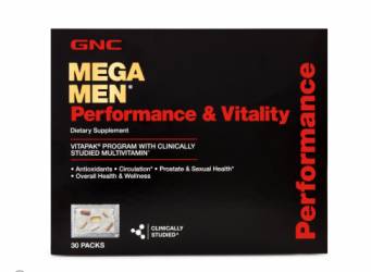 Mega Men Performance, Vitality Vitapak, Complex Multivitamine Pentru Barbati, Performanta Si Vitalitate, 30 Pachetele, Gnc