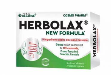 Herbolax New Formula,sustine functia tractului intestinal, 20cps vegetale - Cosmopharm