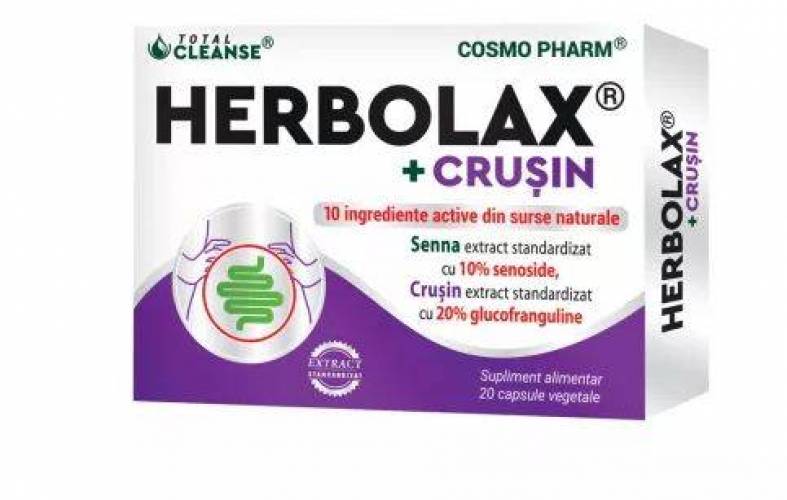 Herbolax + Crusin,  sustine microflora intestinala, 20cps - Cosmopharm