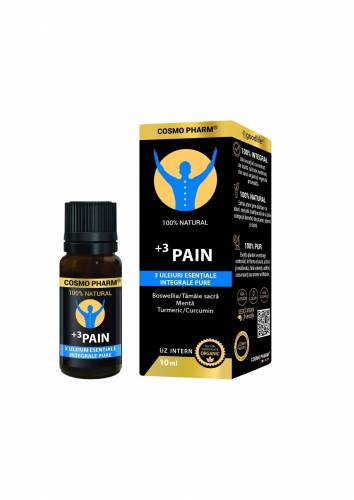 Amestec uleiuri esentiale + 3 PAIN, adjuvant in calmarea durerilor, 10 ml, CosmoPharm