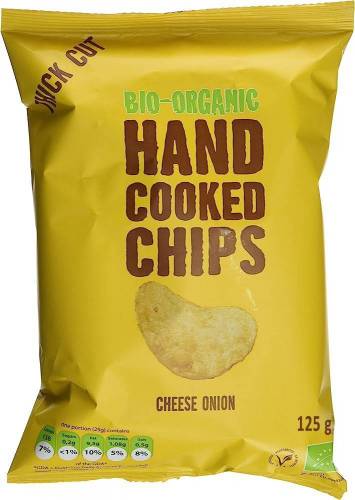 Chipsuri din cartofi prajite manual, cascaval si ceapa, eco-bio, 125g Trafo