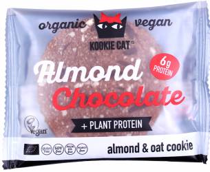 Cookie cu migdale si ciocolata neagra, fara gluten, eco-bio, 50g - Kookie Cat