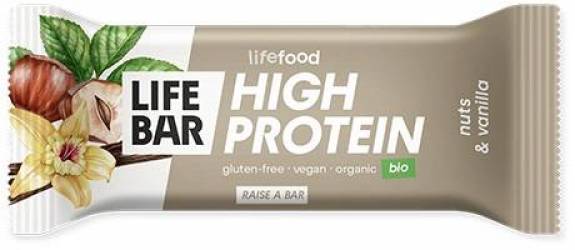 Baton proteic cu nuci si vanilie raw, fara gluten, eco-bio, 40g - Lifebar