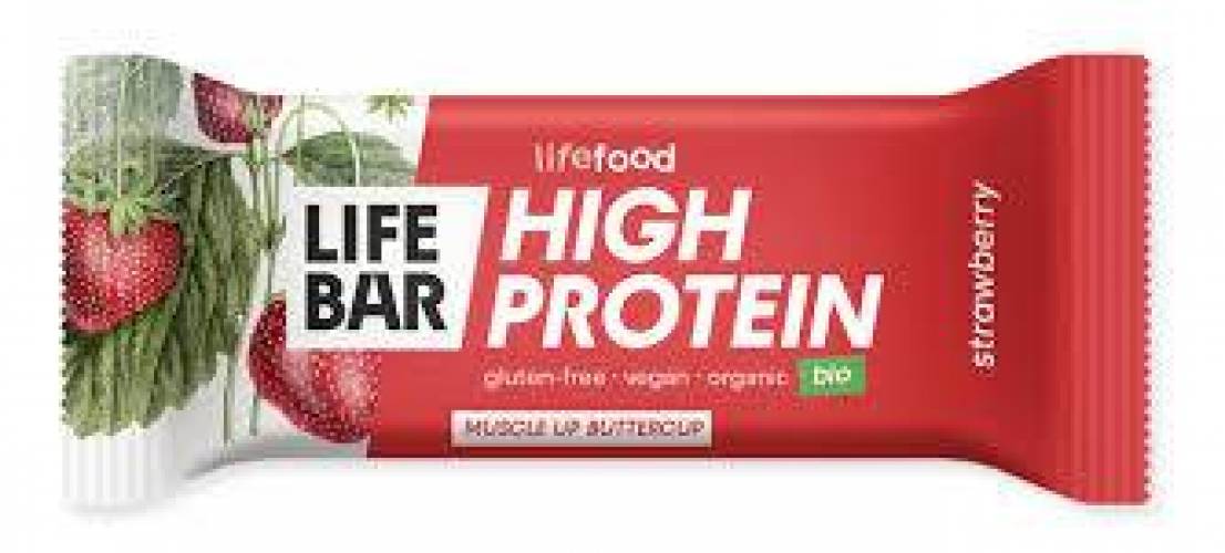 Baton proteic cu capsuni raw, eco-bio, 40g - Lifebar