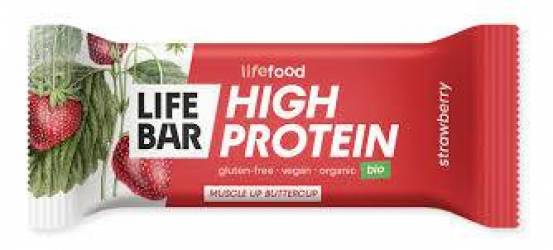 Baton proteic cu capsuni raw, eco-bio, 40g - Lifebar