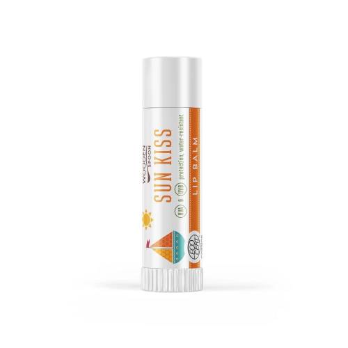 Balsam de buze cu protectie solara, Sun Kiss, eco-bio, 4.3 ml, Wooden Spoon
