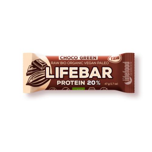 Baton cu proteine si ciocolata raw eco-bio 40g - Lifebar Plus