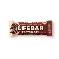 Baton cu proteine si ciocolata raw eco-bio 40g - Lifebar Plus