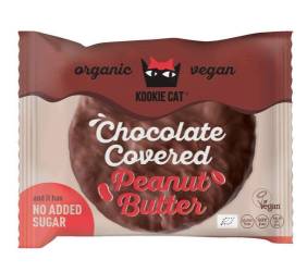 Cookie invelita in ciocolata cu unt de arahide, fara gluten, eco-bio, 50g - Dragon Superfoods