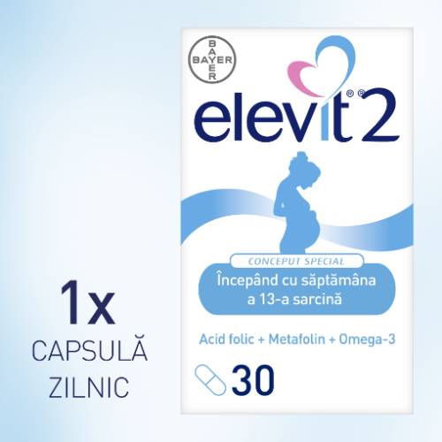 elevit 2 x 30 capsule moi - multivitamine pentru sarcina - trimestrul 2 si 3 de sarcina