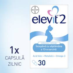 elevit 2 x 30 capsule moi - multivitamine pentru sarcina - trimestrul 2 si 3 de sarcina