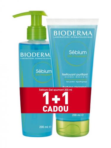 Bioderma Sebium Gel spumant 200 ml cu pompita + Gel spumant 200 ml tub Cadou