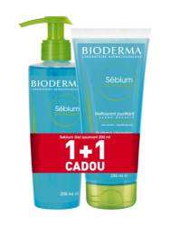 Bioderma Sebium Gel spumant 200 ml cu pompita + Gel spumant 200 ml tub Cadou