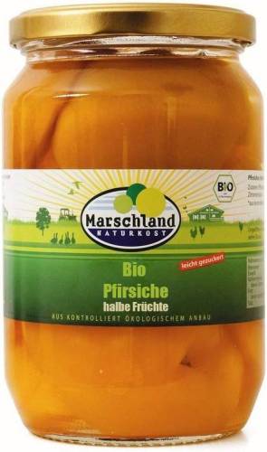 Compot de piersici jumatati, eco-bio, 680g - Marschland