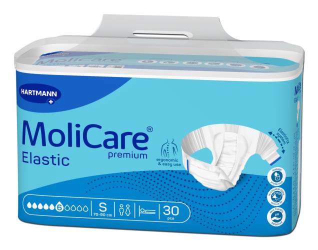 MoliCare Premium Elastic - Scutece adulti cu sistem de prindere cu scai, 6 pic, marime S, set de 30 buc, Hartmann