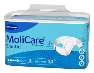 MoliCare Premium Elastic - Scutece adulti cu sistem de prindere cu scai, 6 pic, marime S, set de 30 buc, Hartmann