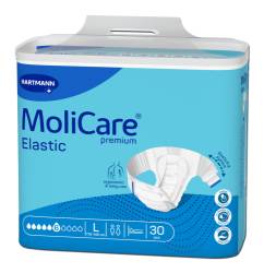 MoliCare Premium Elastic - Scutece adulti cu sistem de prindere cu scai, 6 pic, marime L, set de 30 buc, Hartmann