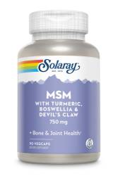 MSM 750 mg Solaray, 90 capsule vegetale, Secom
