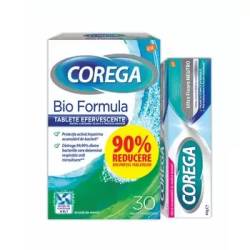 Pachet Tabelete 30 bucati + Crema adeziva proteza dentara Corega Neutro , 40 g, Gsk
