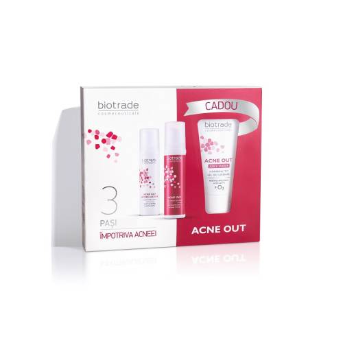 BIOTRADE Acne Out pachet gel curatare x50ml +Lotiune x20ml + Crema x20ml