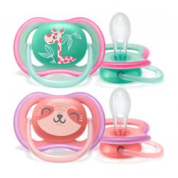 AVENT Suzete Ultra Air cu animale 6-18luni FETE x2 buc SCF349/12