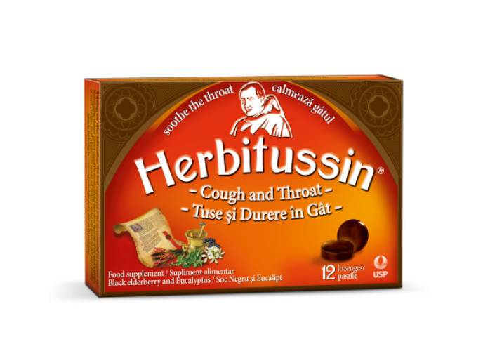 Herbitussin Tuse si Durere in gat, 12buc, USP