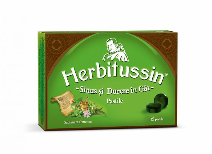 Herbitussin Sinus si Durere in gat, 12buc, USP