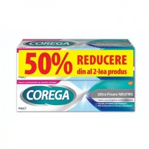 Corega Ultra Fixare Neutro Crema adeziva proteza dentara Pachet 40g + 40g, Gsk