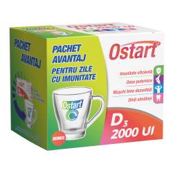 Ostart Vitamina D2 2000UI 20 comprimate + Cana