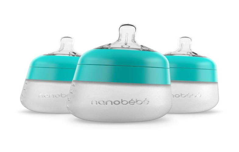 NANOBEBE Biberoane din silicon x 3buc, 150ml, Turcoaz