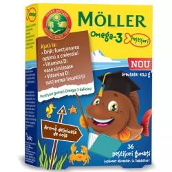 Pestisori gumati cu Omega-3 si aroma cola, 36 jeleuri, MollerS