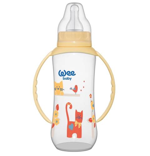 Biberon cu manere 270 ml+ tetina silicon rotunda - cod 745, Wee Baby