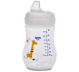WEE BABY Pahar PP cu tetina forma rotunda si accesoriu pentru invatare 297