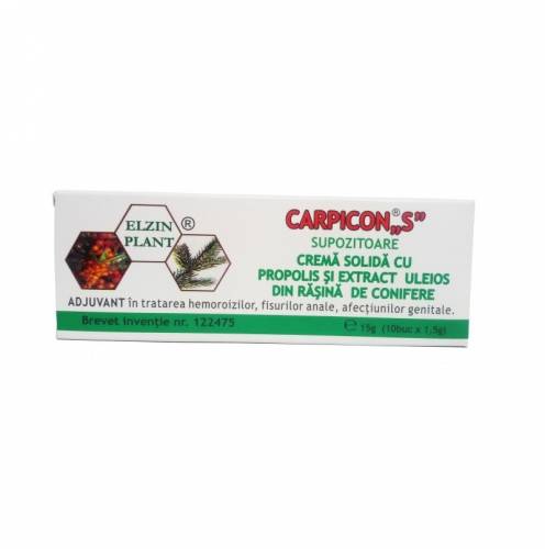 Carpicon S Crema Solida cu propolis x 10 Supozitoare 1,5 g Elzin Plant