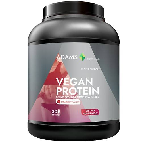 Vegan Protein aroma capsuni, 908g Adams