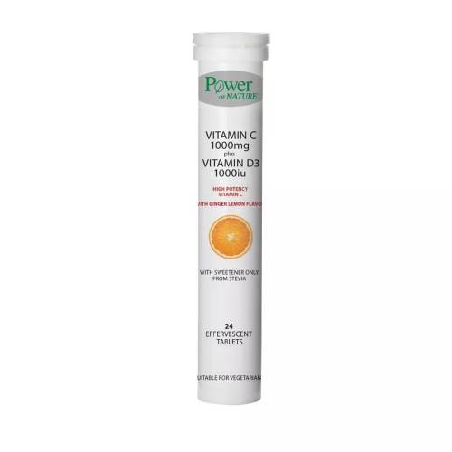 Vitamina C 1000mg + Vitamina D 1000UI, 24 tablete efervescente, Power of Nature