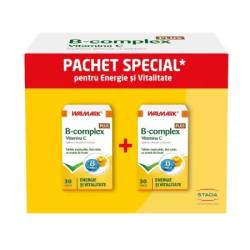 Pachet B complex Plus Vitamina C, aromă de fructe, 30 capsule + 30 capsule, Walmark