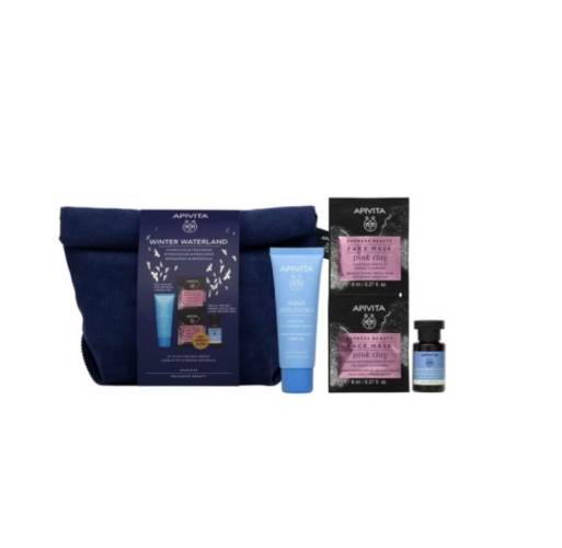 APIVITA Set Crema Aqua Beelicious, 40ml + Lotiune hidratanta, 20ml + Masca de fata Pink Clay